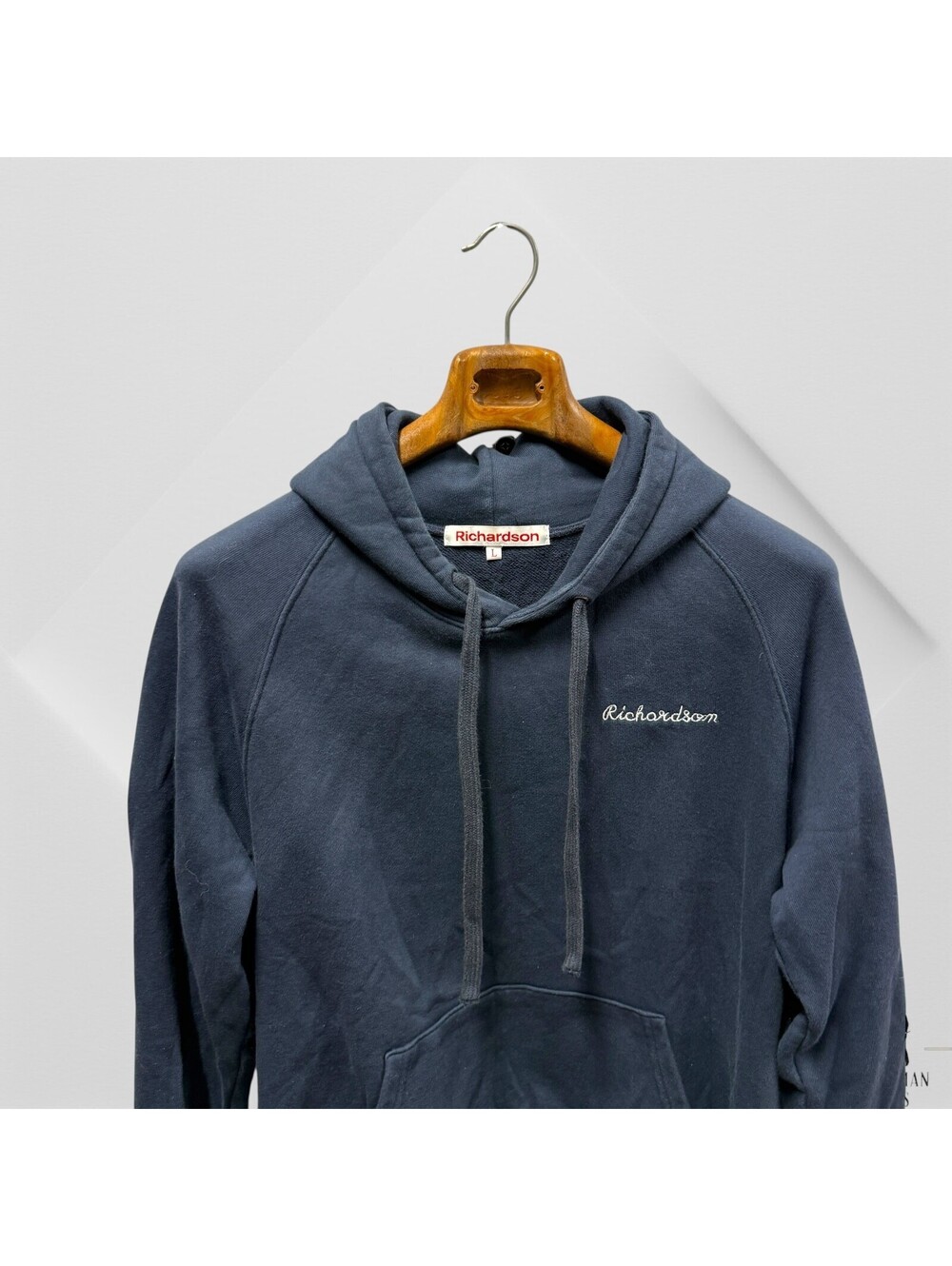Richardson Hoodie Pullover Navy Blue Classic Streetwear USA Cotton Men's  L